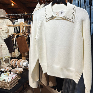 Jeweled Collar Sweater