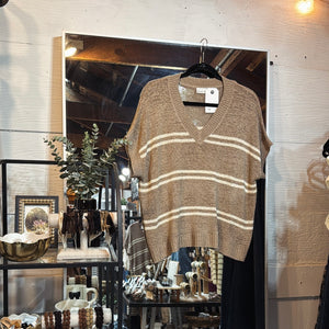 Taupe/Cream Striped SS Sweater