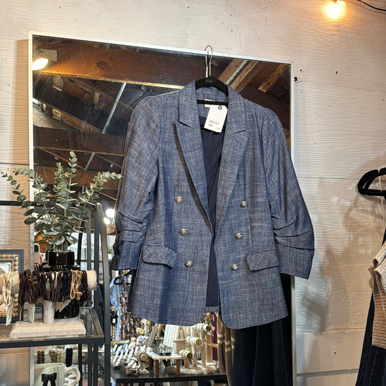 SilverButton Ruched Blazer