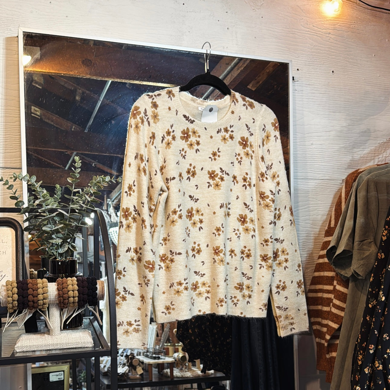 Oat/Taupe Floral Sweater