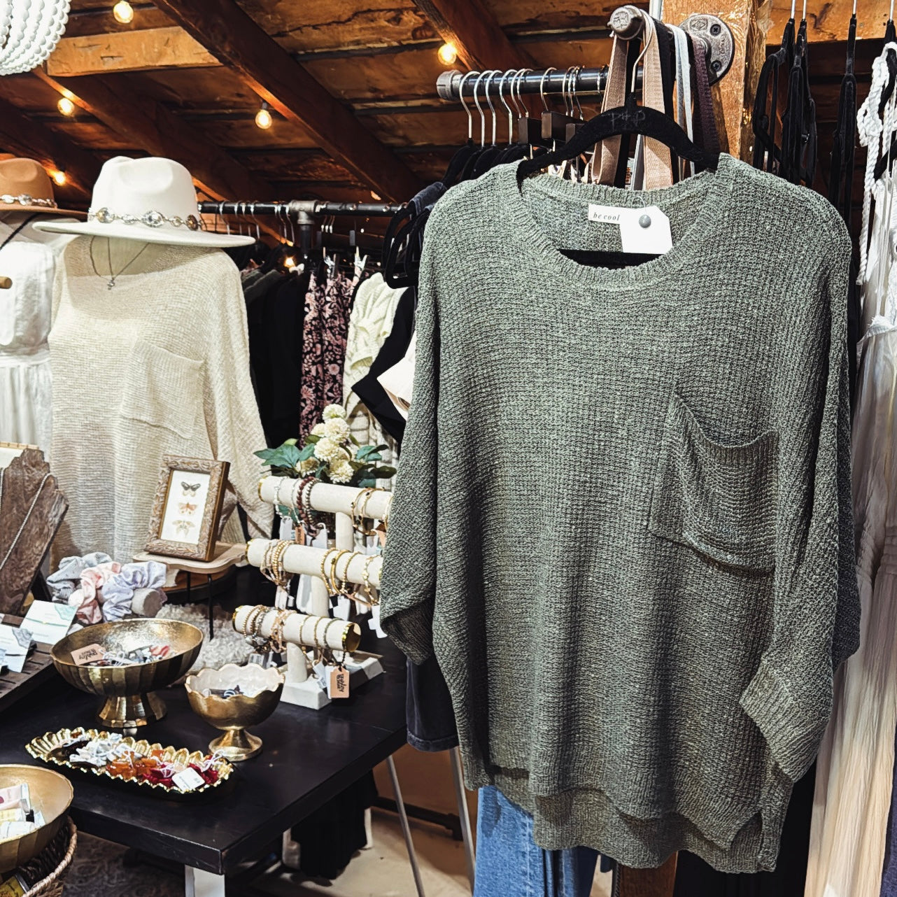 Dolman/Pocket Pullover- Olive