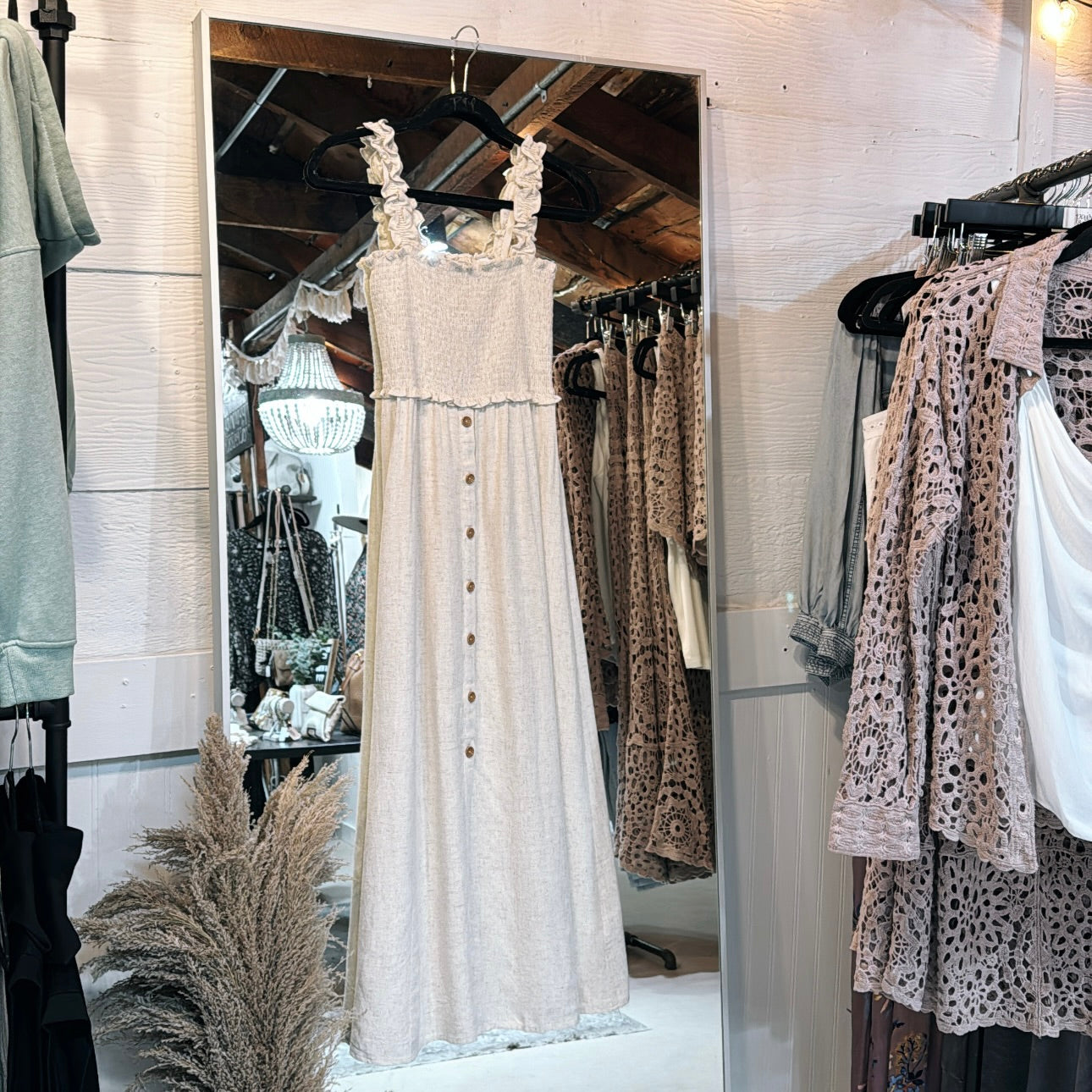 Smocked Linen Dress