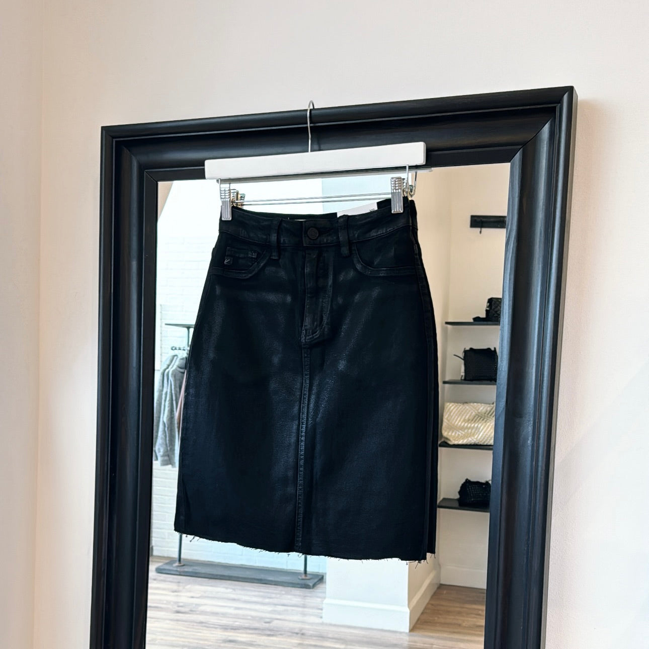 Coated BLK Denim Skirt