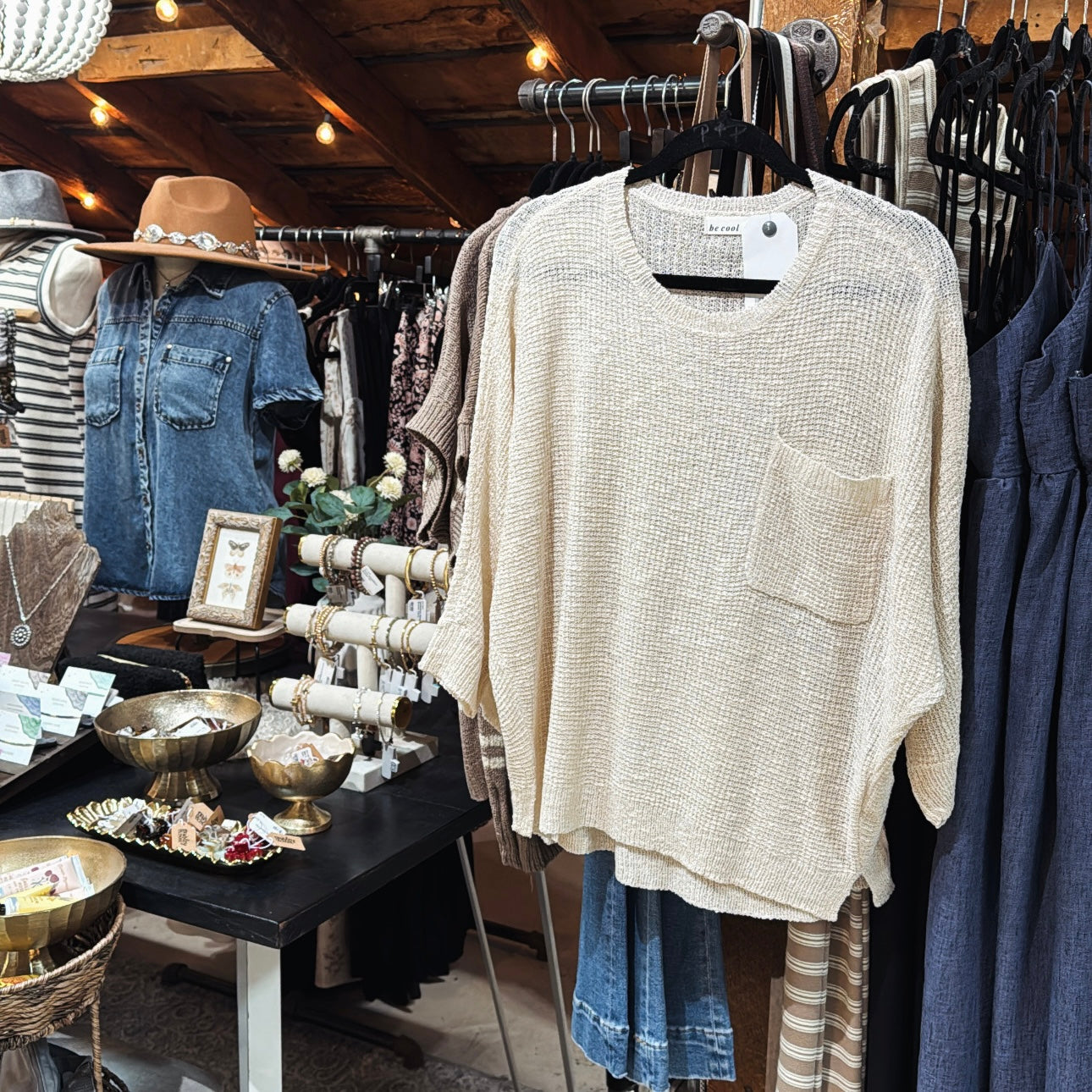 Dolman/Pocket Pullover - Cream