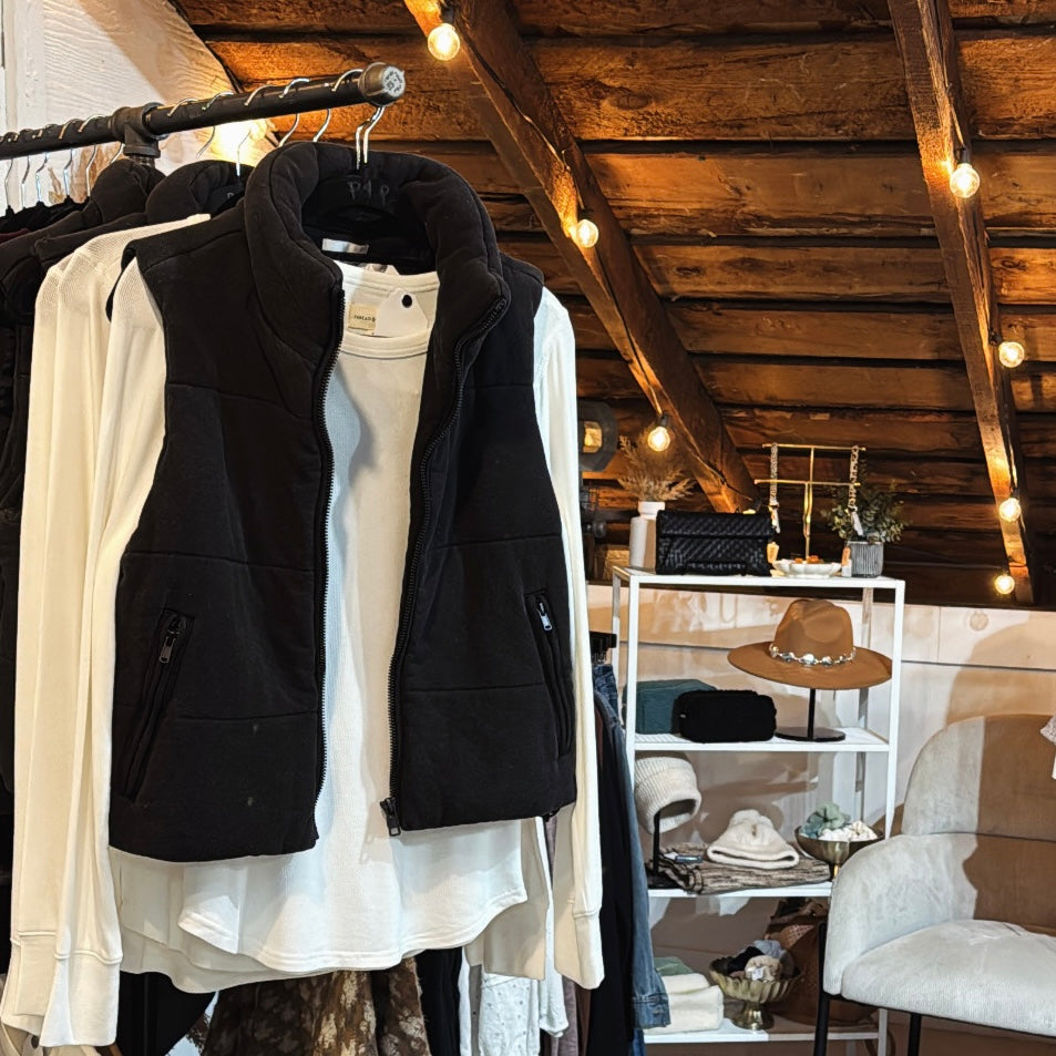 Washed BLK Puffer Vest