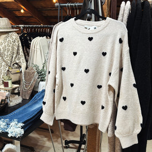 Beige/Black Heart Sweater