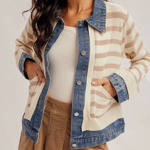 Stripe & Denim Jacket